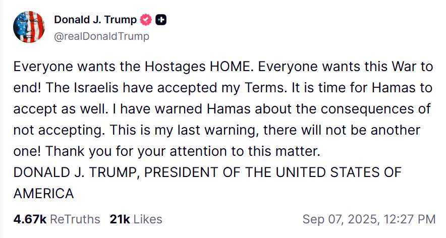 Trump lanza última advertencia a Hamás para liberar rehenes israelíes, advirtiendo graves consecuencias mientras Gaza enfrenta una crisis humanitaria devastador