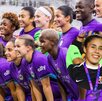 Orlando Pride en su formación previo al partido de Concacaf W Orlando Pride en su formación previo al partido de Concacaf W