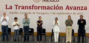 La presidenta Claudia Sheinbaum visitó Saltillo, Coahuila, como parte de su gira por el norte de México, y presentó un resumen de su primer año de gobierno.