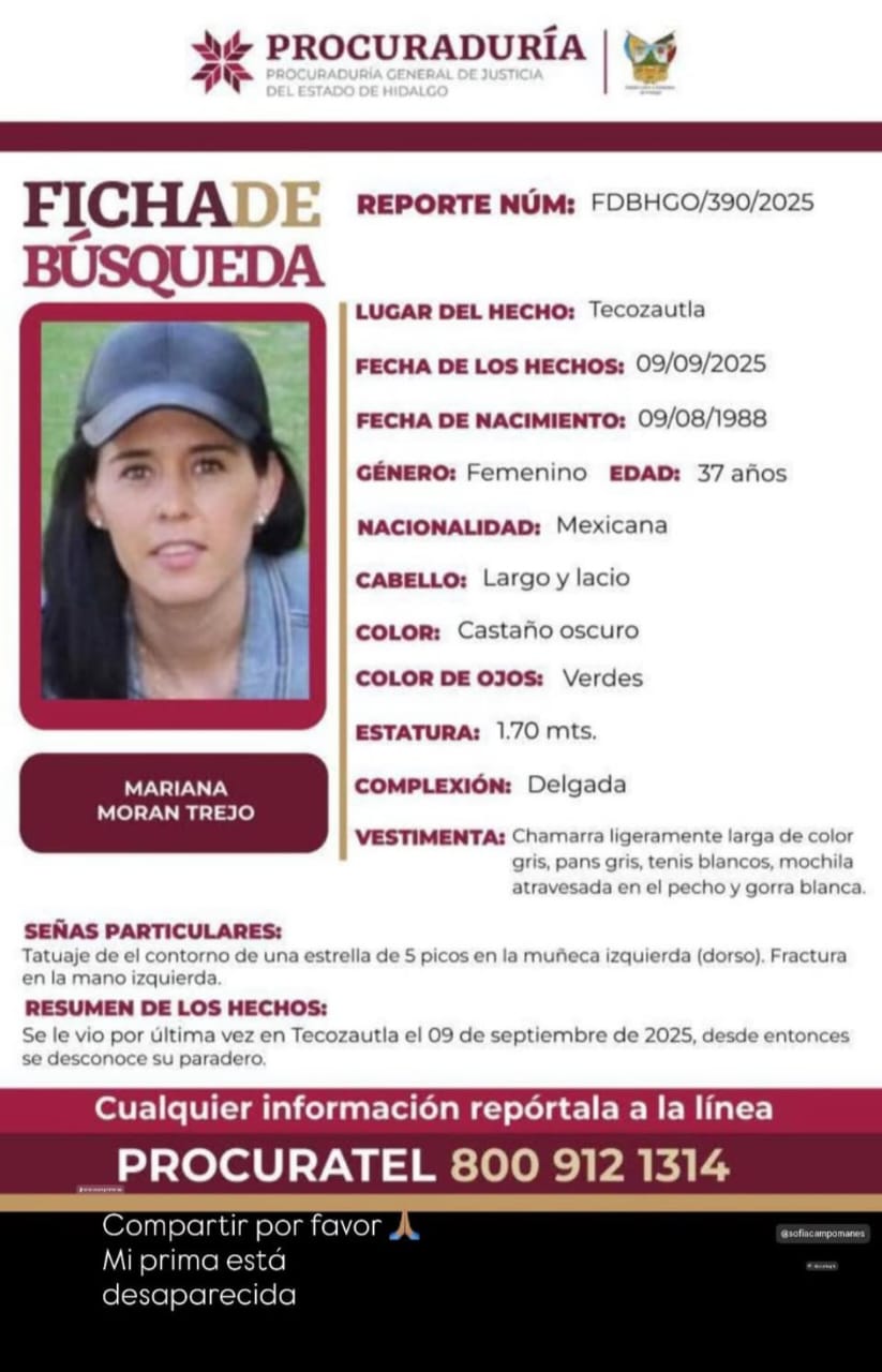 Fabiola Campomanes busca a su prima desaparecida.