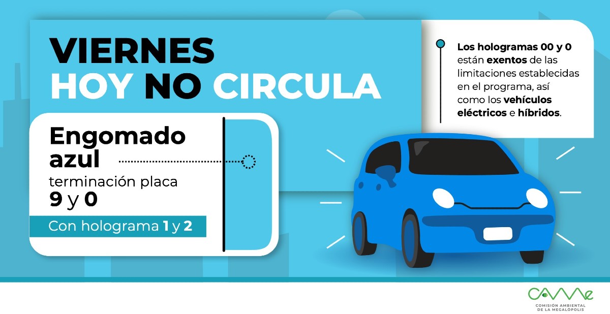 De acuerdo con la CAMe, los viernes los autos con engomado azul no circulan. De acuerdo con la CAMe, los viernes los autos con engomado azul no circulan.