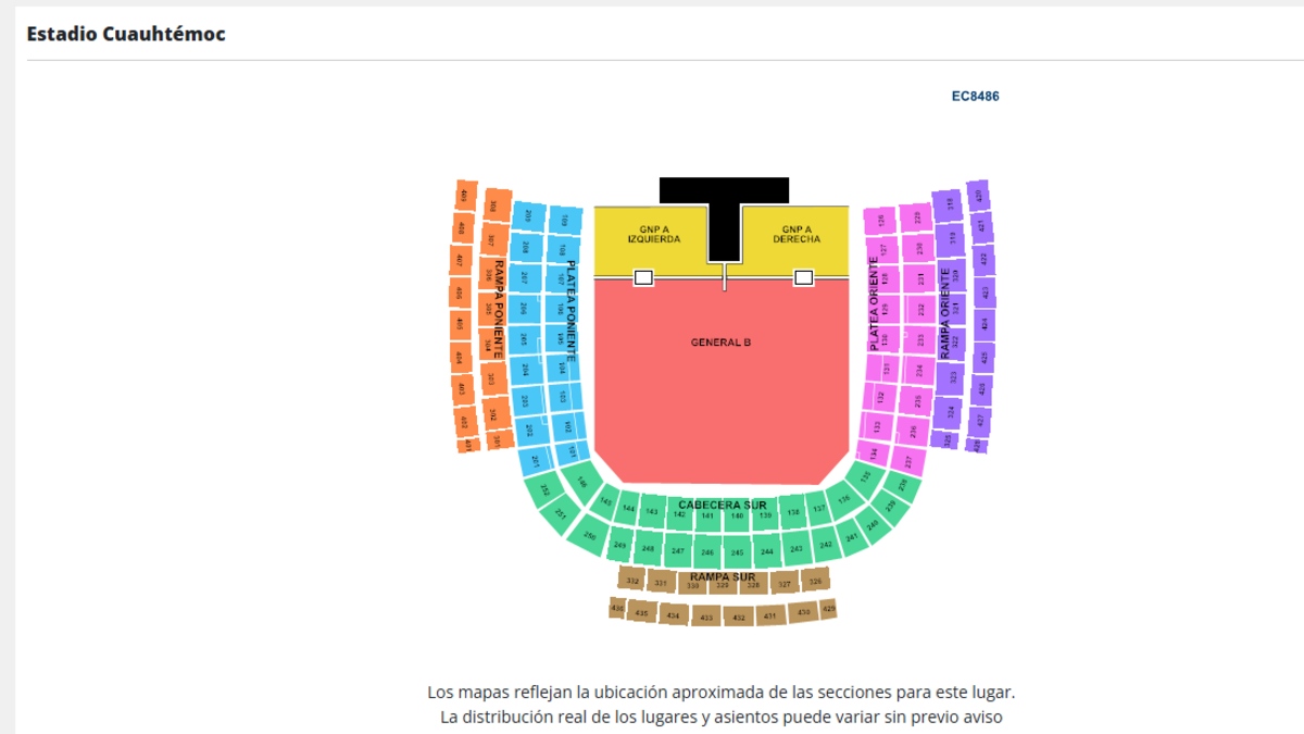 areas del estadio cuauhtémoc concierto shakira