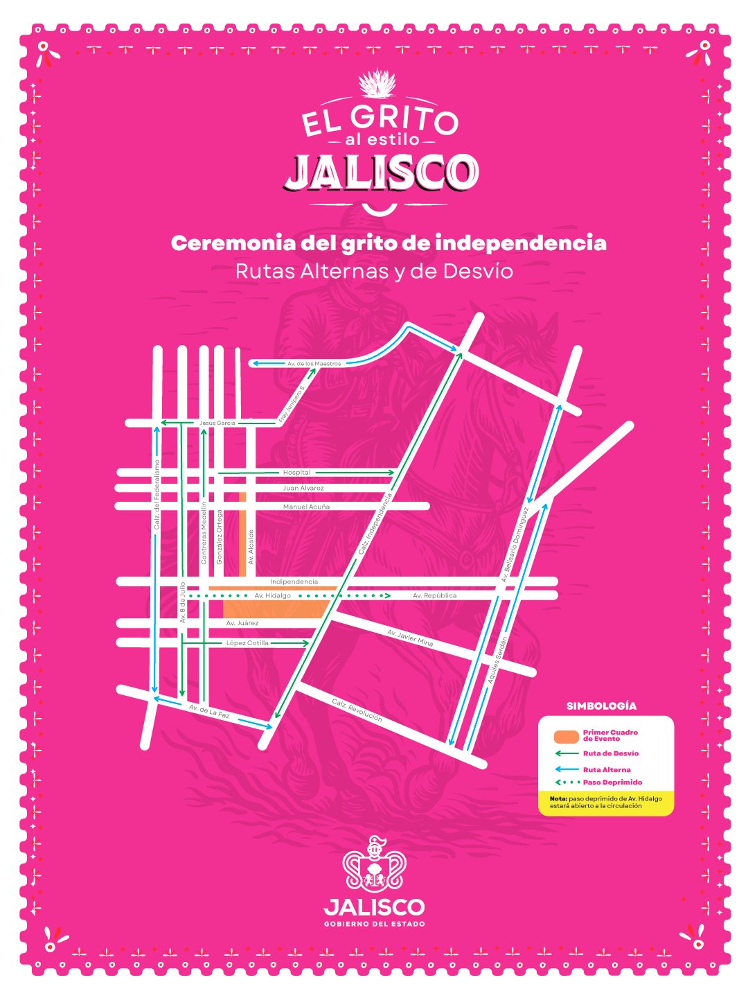 Grito de independencia Gdl: Cierres viales y rutas alternas Grito de independencia Gdl: Cierres viales y rutas alternas