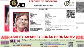 Ashley Amabely, joven desaparecida en Monterrey, Nuevo León