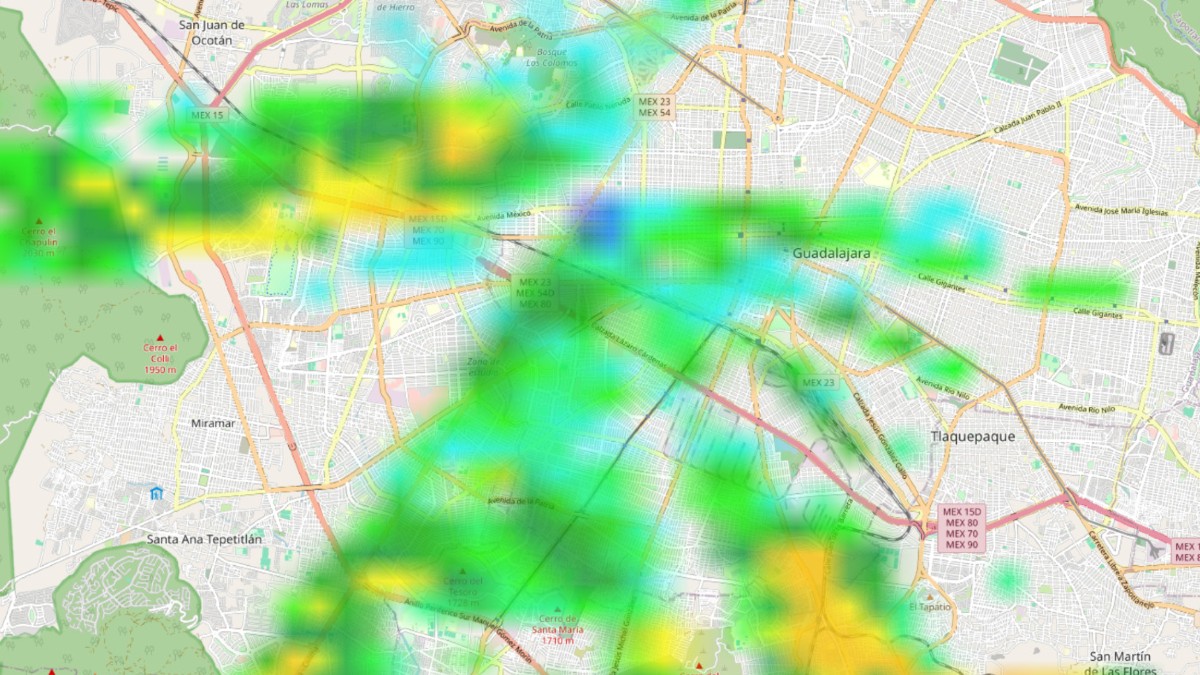 Radar meteorológico de hoy en los festejos patrios: así se observan las lluvias y nubosidad en la ZMG | Crédito Radar Doppler UDG