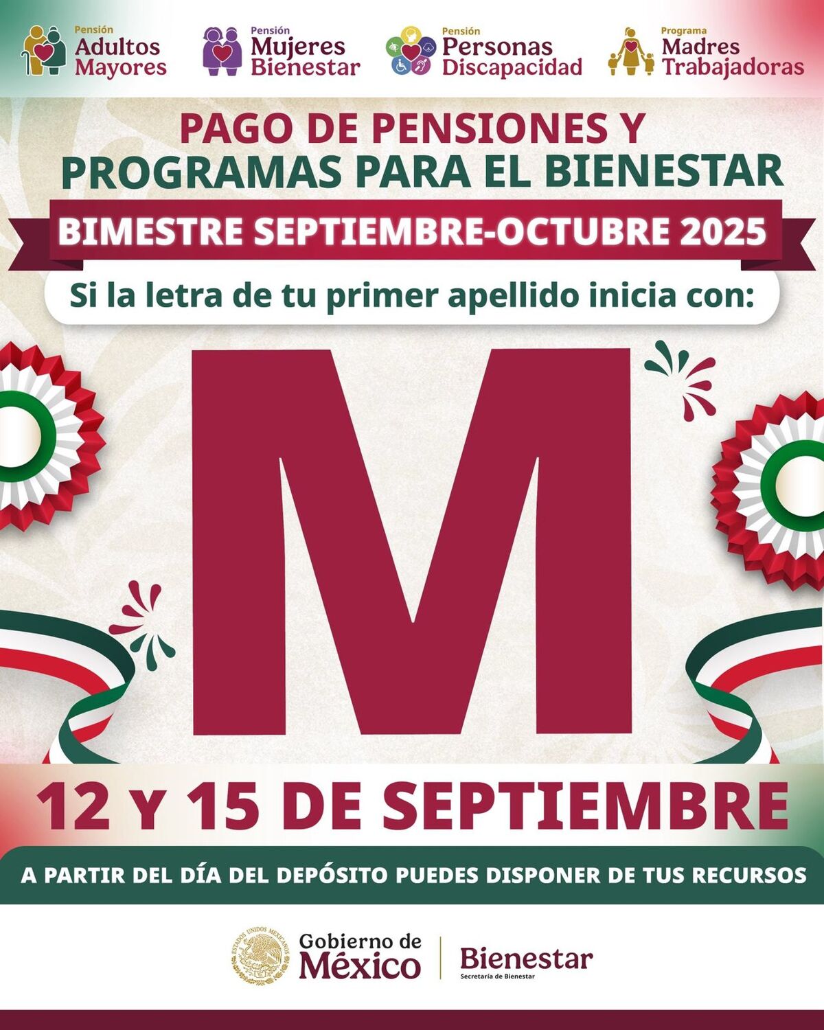 En este septiembre, la Secretaría del Bienestar depositará a todos los beneficiarios de las Pensiones para el Bienestar de Adultos Mayores.