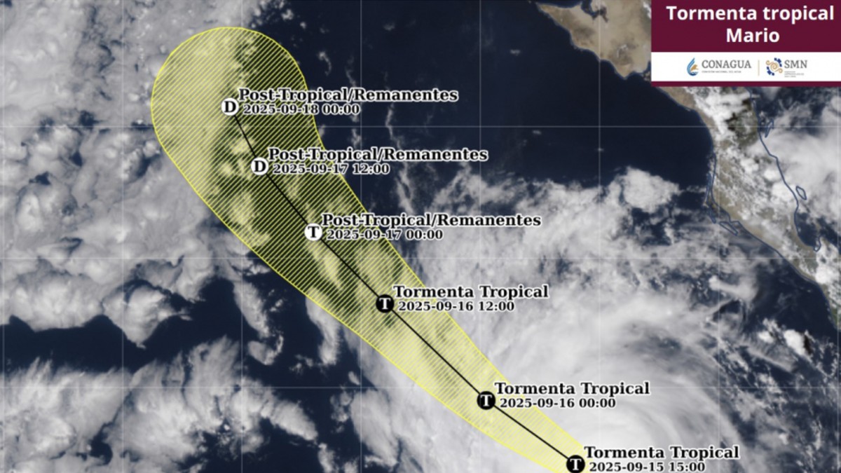 Trayectoria de la tormenta tropical Mario