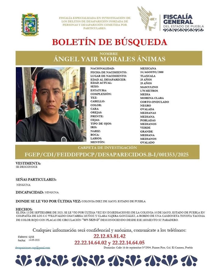 Willivaldo Chavarría era oriundo de Tlaxcala y desapareció el 13 de septiembre, siendo asesinado y abandonado en uno de los puntos más céntricos de la capital.