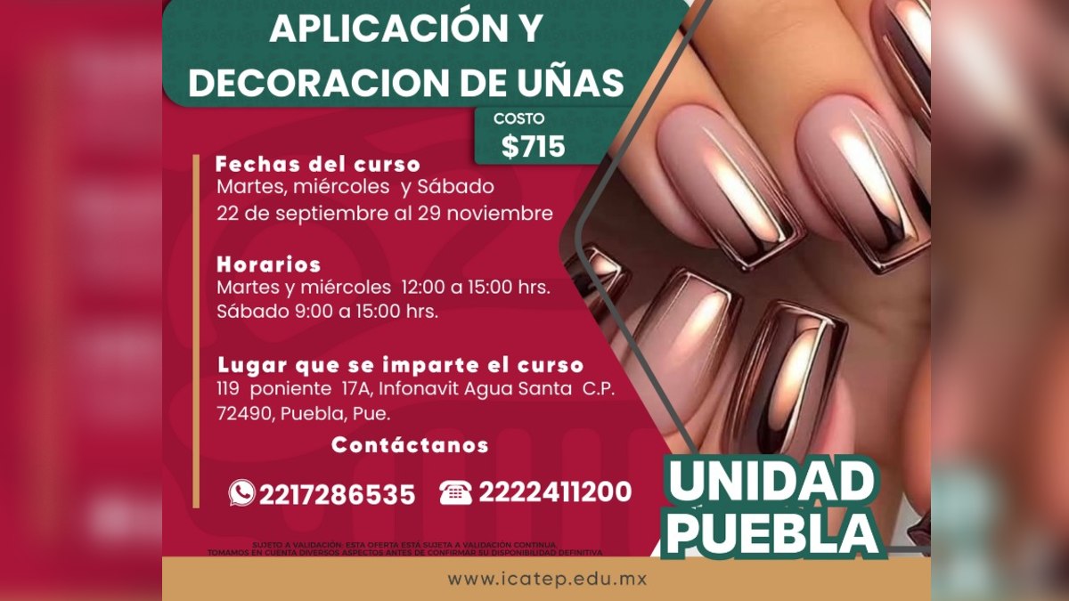 anuncio de un curso de uñas