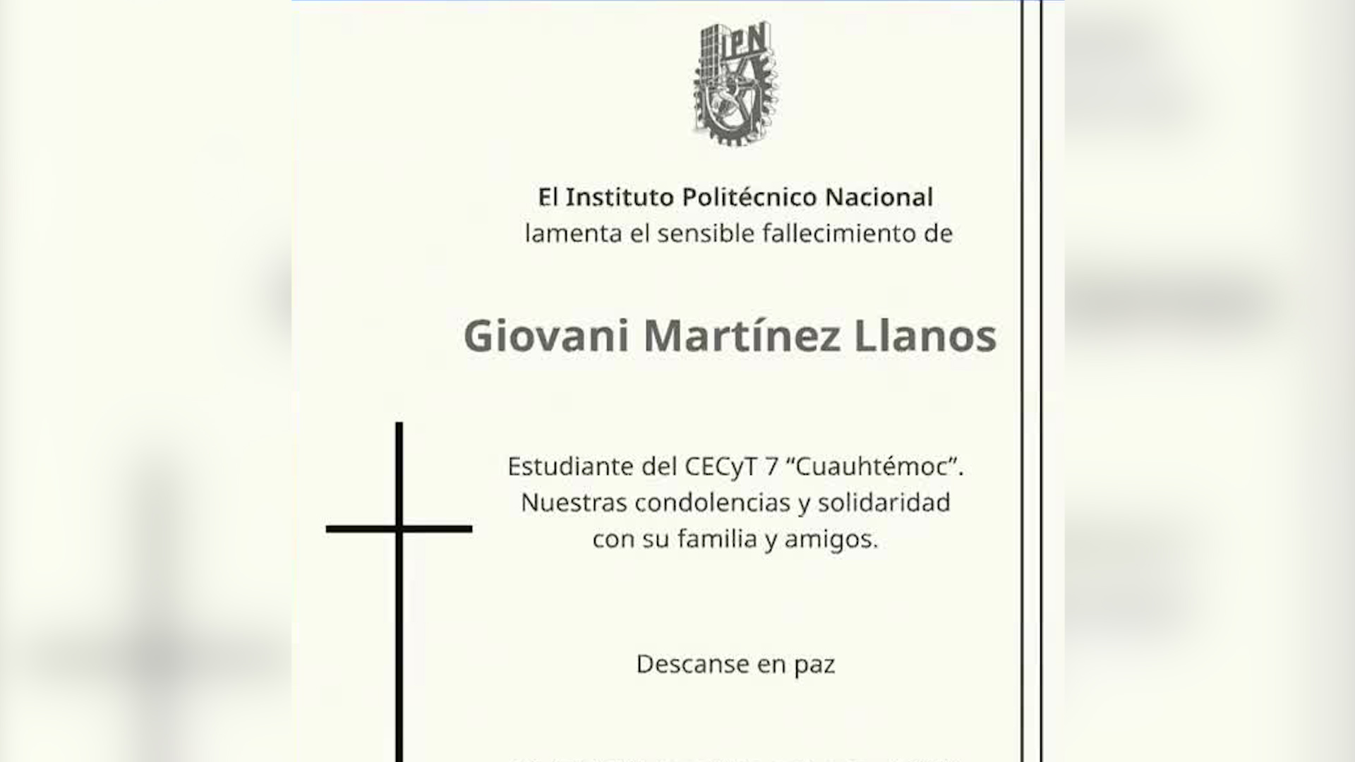 Giovani Martínez Llanos, alumno del CECyT 7, estuvo más de una semana hospitalizado con quemaduras en el 100% de su cuerpo.