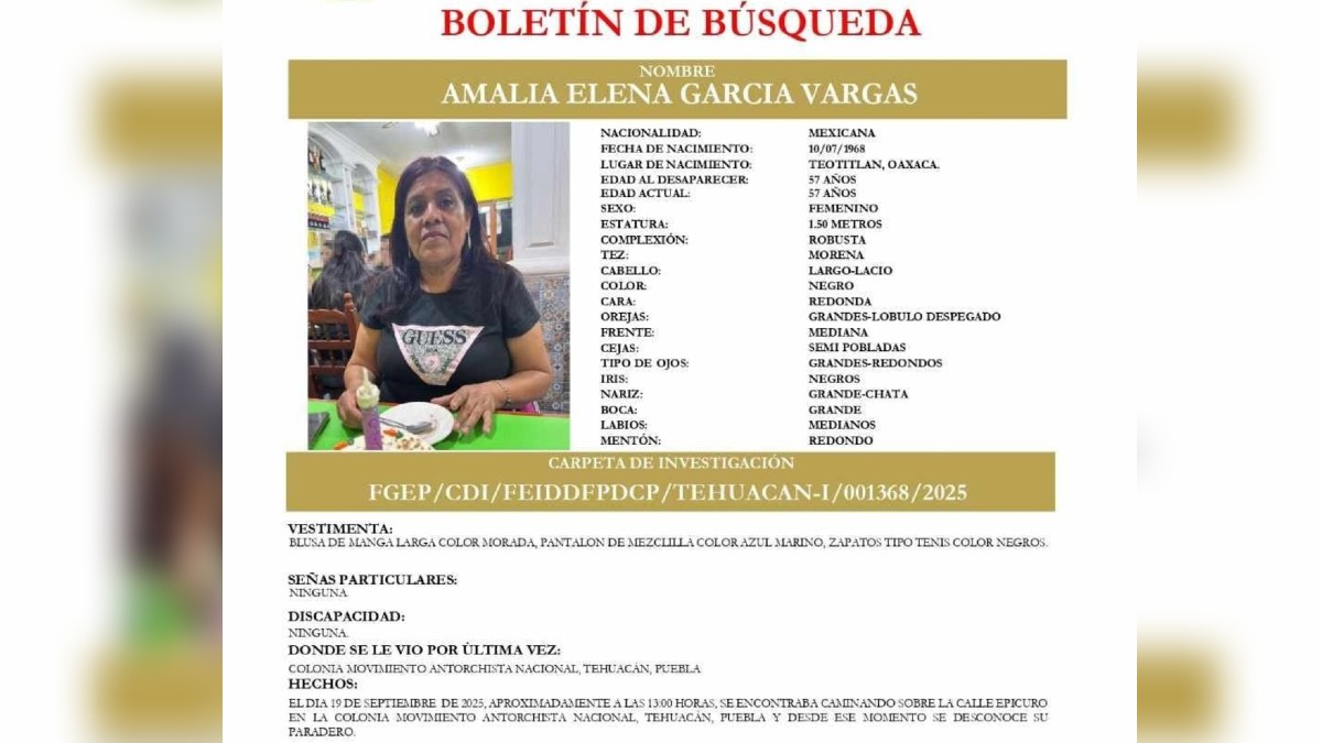 boletin de busqueda de una mujer desaparecida