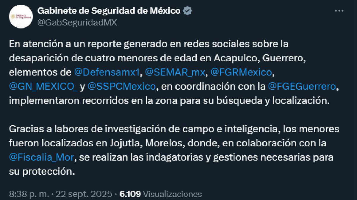 publicación del gabinete de seguridad del gobierno de méxico
