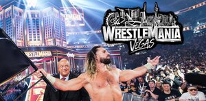 Seth Rollins y Paul Heyman celebrando la victoria ante Roman Reigns y CM Punk en Wrestlemania 41.