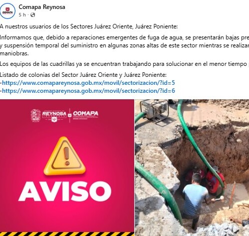 El impacto de la suspensión de agua es extenso, abarcando una larga lista de colonias de diversa índole.