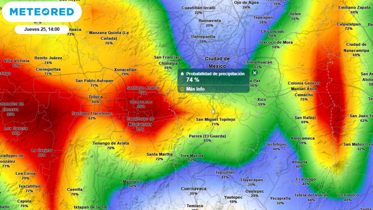 Probabilidad de lluvia en CdMx hoy 25 de septiembre
