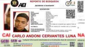 Carlo Andoni Cervantes Luna, joven desaparecido en Zuazua, Nuevo León