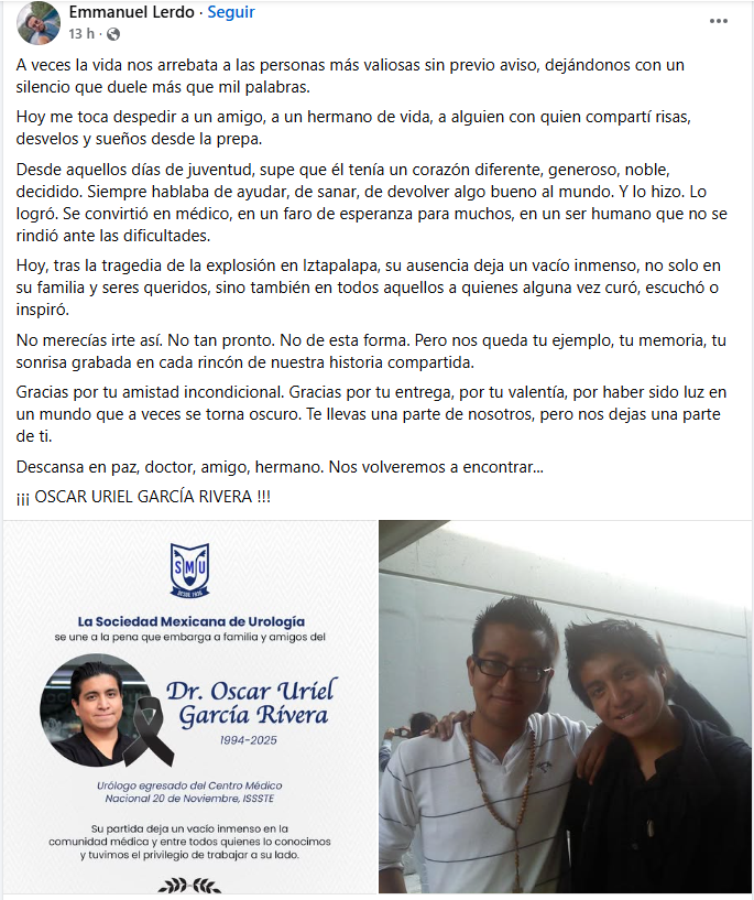 Amigos y compañeros lamentaron la muerte de Óscar Uriel García en redes sociales