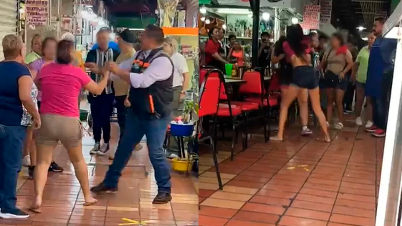 Una riña aparentemente entre locatarios fue captada este sábado 27 de septiembre en el Mercado Juárez, ubicado en la calle Benito Juárez en Monterrey.