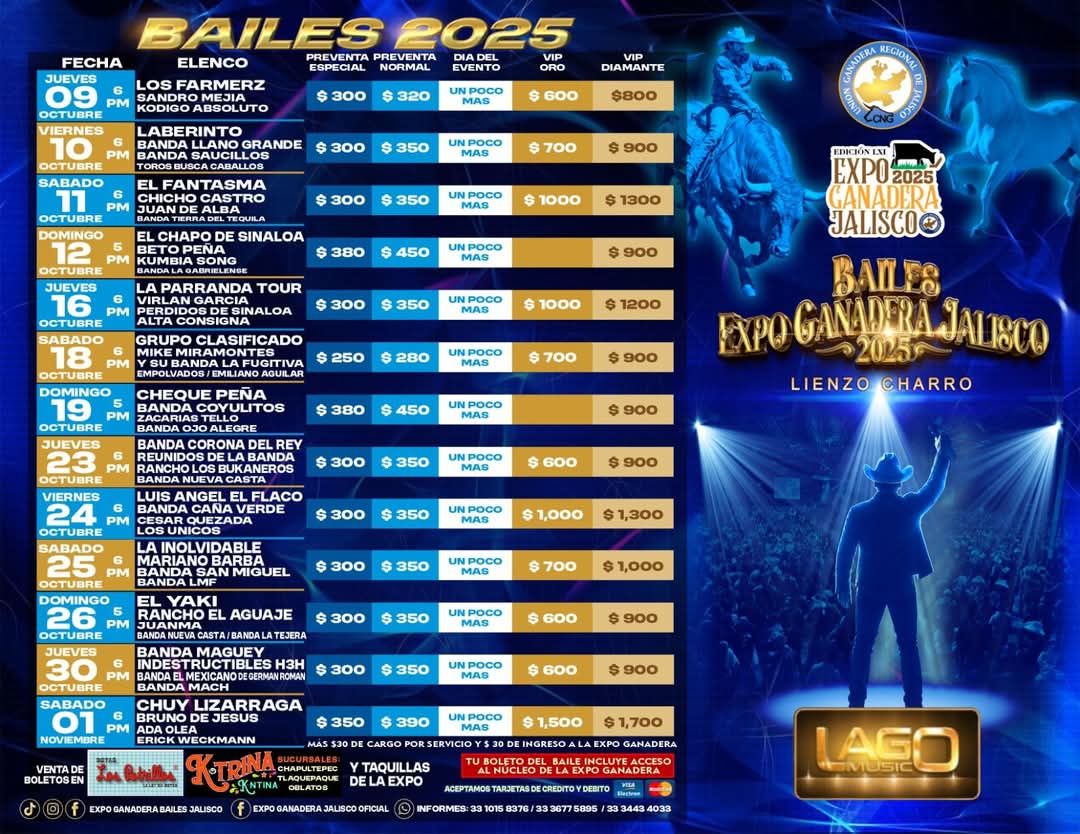 Todo lo que debes saber de la Expo Ganadera 2025: fechas, sede en la Glorieta del Álamo y los artistas que se presentarán. Descubre costos y puntos de venta de