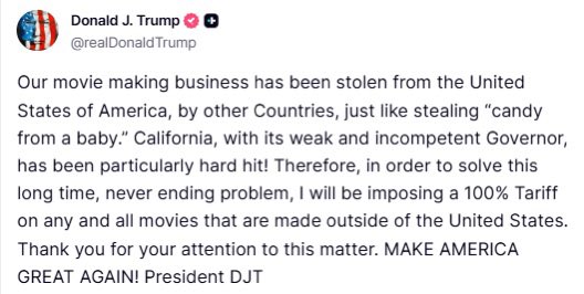 Donald Trump tarifa películas