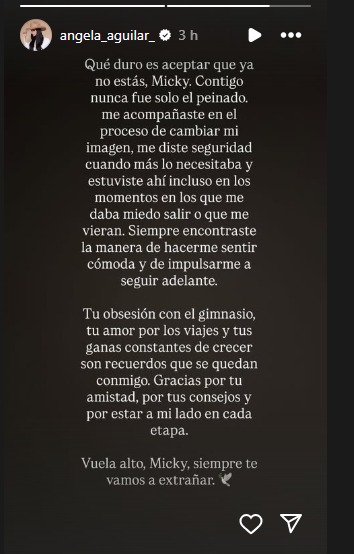 Ángela Aguilar sobre muerte Miguel de la Mora