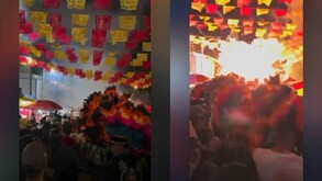 Durante las fiestas patronales de San Miguel Arcángel, se registró una explosión en los puestos de comida cuando se lanzaron cuetes durante un ritual danzantes.