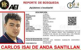 La Fiscalía de Nuevo León emitió un reporte de búsqueda por la desaparición de un joven de 17 años en la colonia Los Faisanes, en el municipio de Guadalupe.