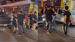 Pelea afuera de Plaza de la Tecnología en Monterrey