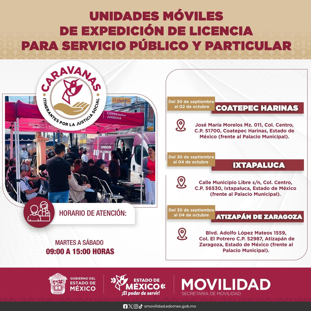 Ubicación de las unidades móviles para licencia de conducir en Edomex