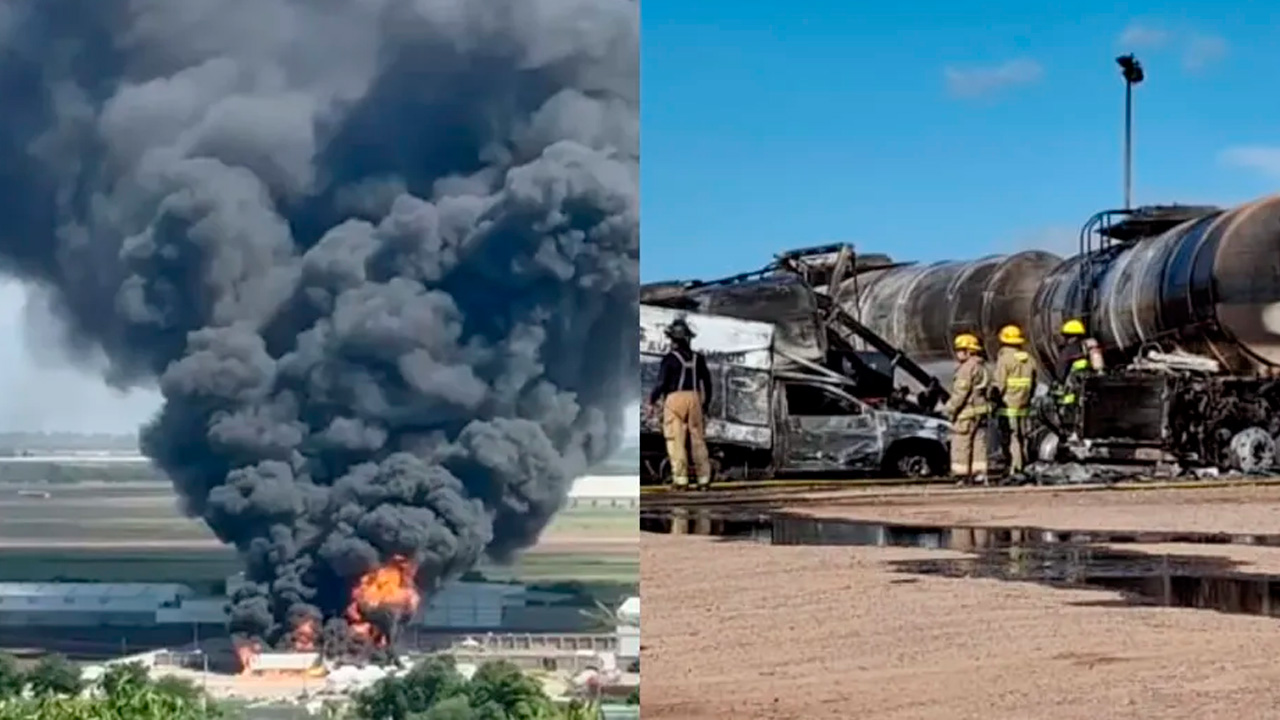 Una pipa de combustible explotó en la zona industrial de Los Mochis, Sinaloa, dejando dos personas lesionadas.