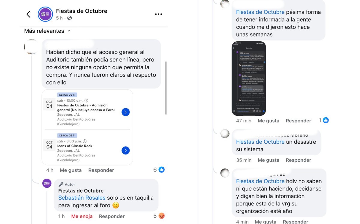 Quejas usuarios Fiestas de Octubre 2025