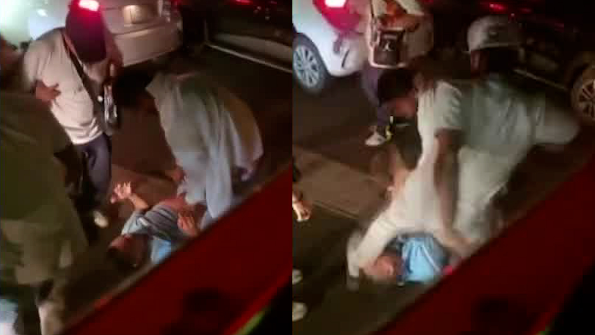 Varios hombre bajaron de la unidad para golpear a Manuel, taxista de aplicación, por una aparente obstrucción vial.