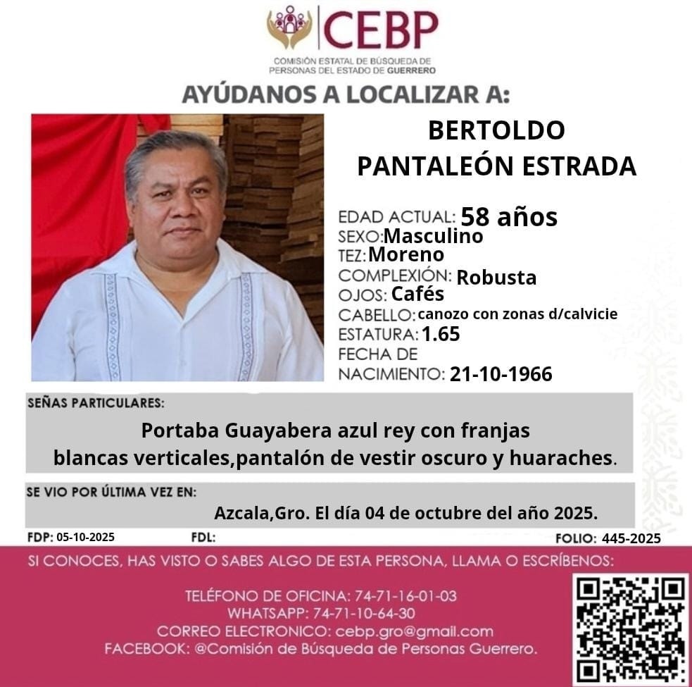El sacerdote Pantaleón Estrada se encontraba perdido desde el pasado 4 de octubre en Guerrero