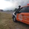 Un tráiler tuvo que usar la rampa de emergencia luego de quedarse sin frenos sobre la carretera Monterrey-Saltillo en el municipio de Santa Catarina.