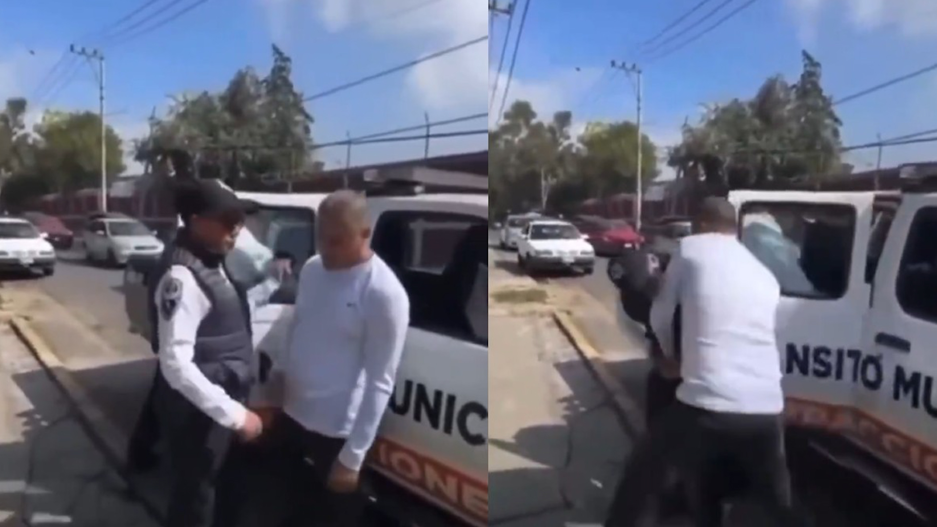 Los hechos quedaron grabados por personas que se encontraban en la zona, donde se ve al oficial mordiendo el brazo del conductor.