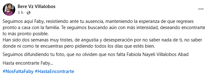 La familia de Fabiola Nayeli pide apoyo para dar con la ubicación de la joven La familia de Fabiola Nayeli pide apoyo para dar con la ubicación de la joven