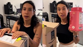 Flor Amargo recibió una proteína en lugar de una cámara que había comprado. Foto: Captura de TikTok