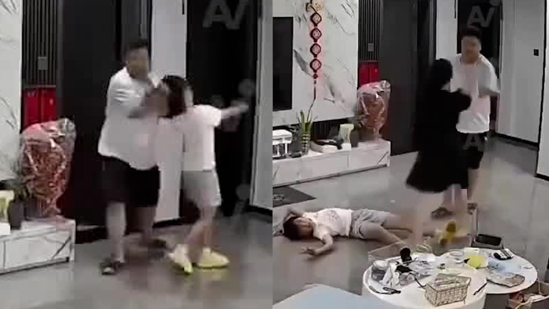 Las cámaras de seguridad de una vivienda mostraron el momento exacto en el que el hombre arremetió contra las mujeres.