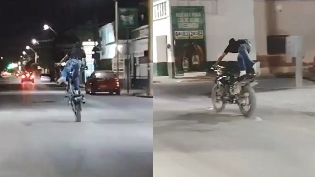Un video que muestra a un joven realizando acrobacias peligrosas a bordo de su motocicleta en una de las avenidas más transitadas de San Pedro Un video que muestra a un joven realizando acrobacias peligrosas a bordo de su motocicleta en una de las avenidas más transitadas de San Pedro