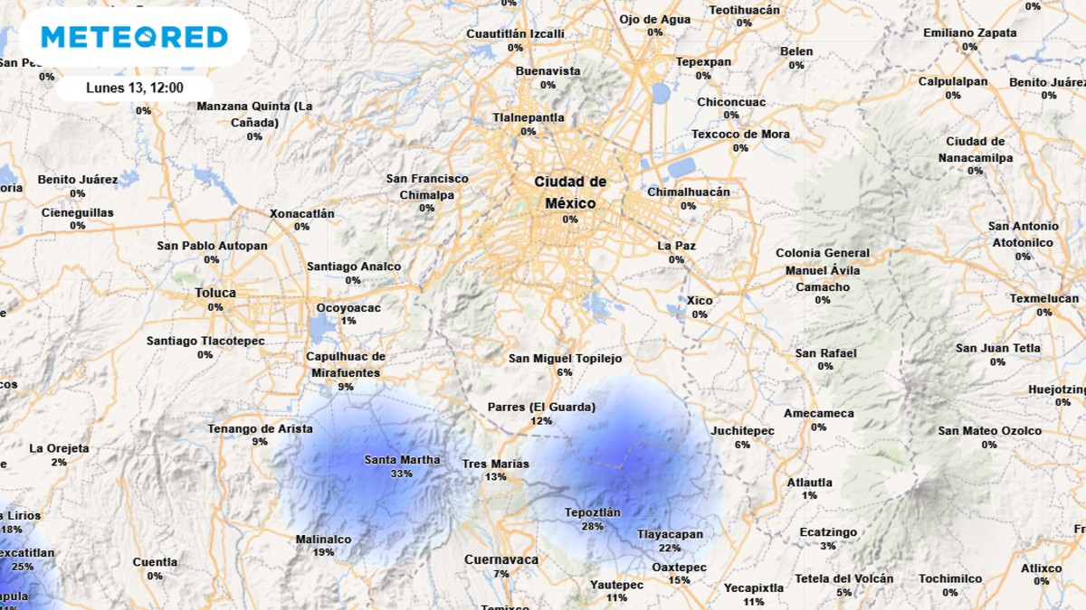 Probabilidad de lluvia en CdMx HOY 13 de octubre
