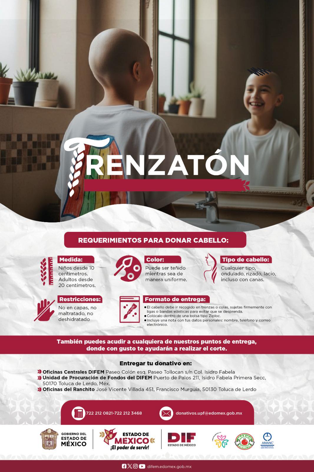 Cartel del anuncio del Trenzatón en Edomex con requisitos Cartel del anuncio del Trenzatón en Edomex con requisitos