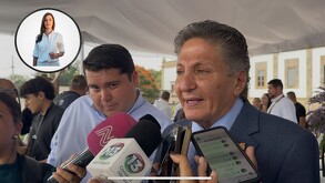 el presidente municipal de zapopan Juan jose Frangie atendiendo a los medios, depues dela misa de binevenida de la virgen de zapopan
