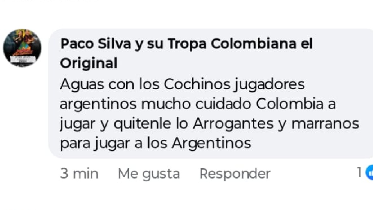 El cantante del grupo 'Paco Silva y su Tropa Colombiana' insultó a la Selección Argentina Sub-20 previo a la Semifinal del Mundial contra Colombia. El cantante del grupo 'Paco Silva y su Tropa Colombiana' insultó a la Selección Argentina Sub-20 previo a la Semifinal del Mundial contra Colombia.
