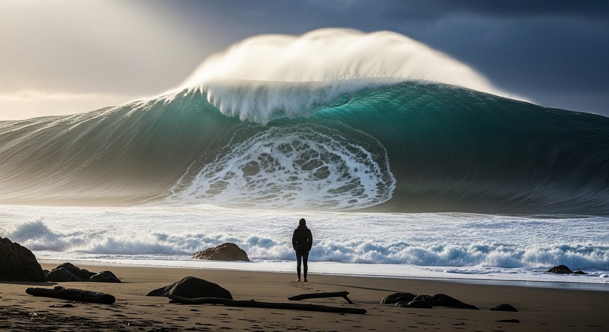 persona viendo olas grandes persona viendo olas grandes