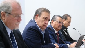 Autoridades de Jalisco durante ediciones pasadas de la conferencia de prensa en materia de seguridad