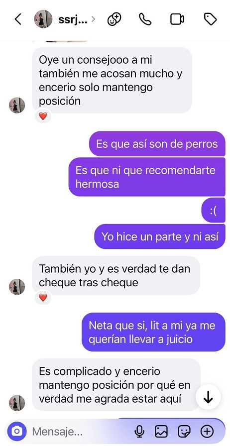 Captura de pantalla de una conversación de Messenger que acusa un presunto acoso en la Guardia Nacional de Acapaulco. Captura de pantalla de una conversación de Messenger que acusa un presunto acoso en la Guardia Nacional de Acapaulco.