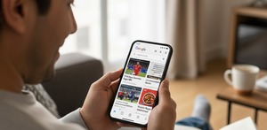 Una persona revisando su Google Discover sin la necesidad de hacer una búsqueda porque está personalizado a sus intereses y gustos.