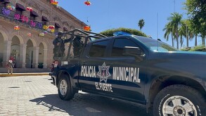Patrulla de policía de Culiacán, Sinaloa en la calle.