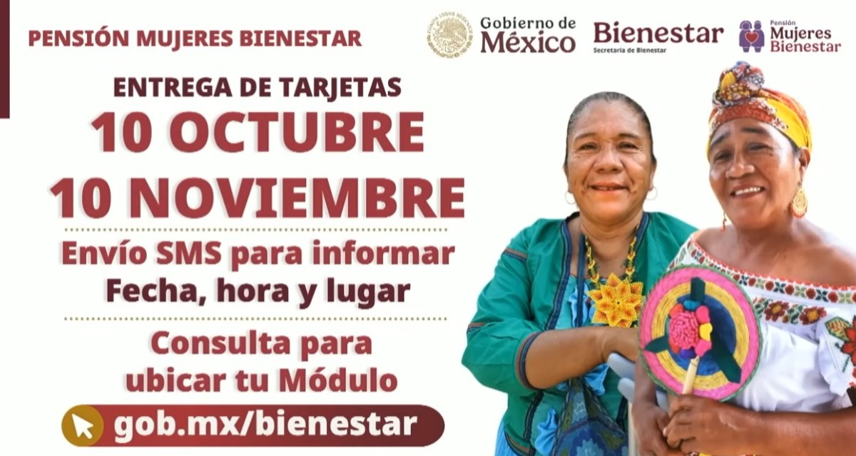 Ariadna Montiel detalló que ahora podrán recoger las tarjetas de la Pensión Mujeres Bienestar hasta el 10 de noviembre de 2025. Ariadna Montiel detalló que ahora podrán recoger las tarjetas de la Pensión Mujeres Bienestar hasta el 10 de noviembre de 2025.