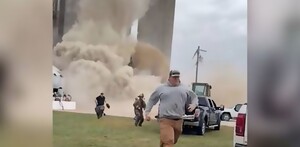 Imágenes de la caída del elevador de granos en Illinois y trabajadores huyendo Imágenes de la caída del elevador de granos en Illinois y trabajadores huyendo